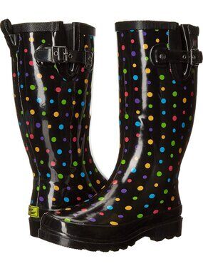 Women's Ditsy Dots Waterproof Rain Boot Outdoor Rubber Cute Garden Shoes